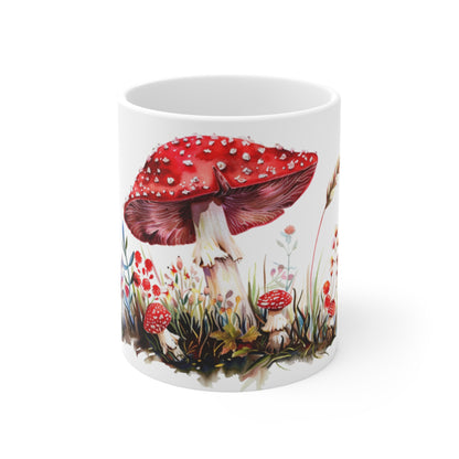 Red Mushroom Ceramic Coffee Mug, Tea Cup, Botanical Mug, 11oz - Homevalley.co.uk