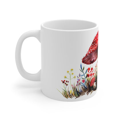 Red Mushroom Ceramic Coffee Mug, Tea Cup, Botanical Mug, 11oz - Homevalley.co.uk