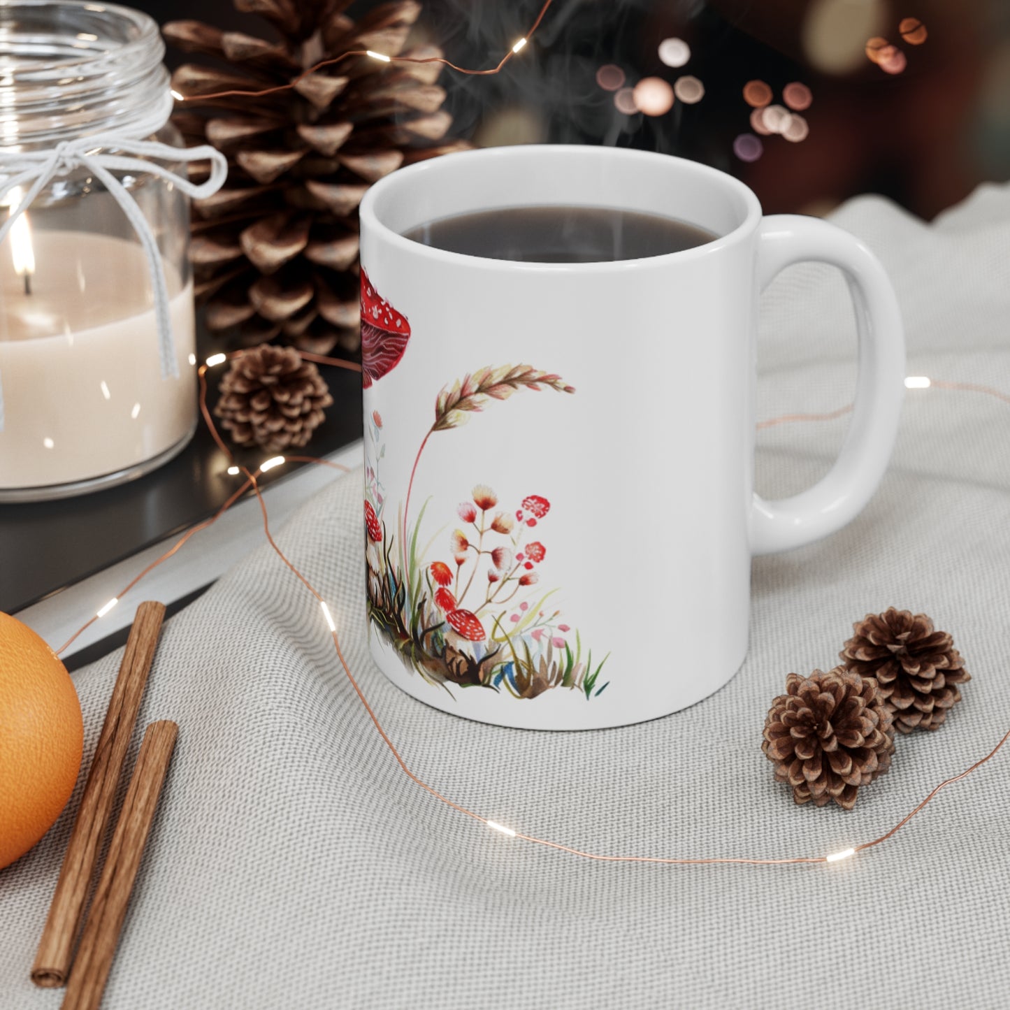 Red Mushroom Ceramic Coffee Mug, Tea Cup, Botanical Mug, 11oz - Homevalley.co.uk