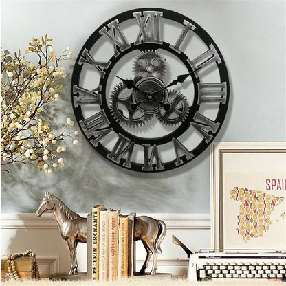 Retro Industrial Style Round Wall Clock - Homevalley.co.uk
