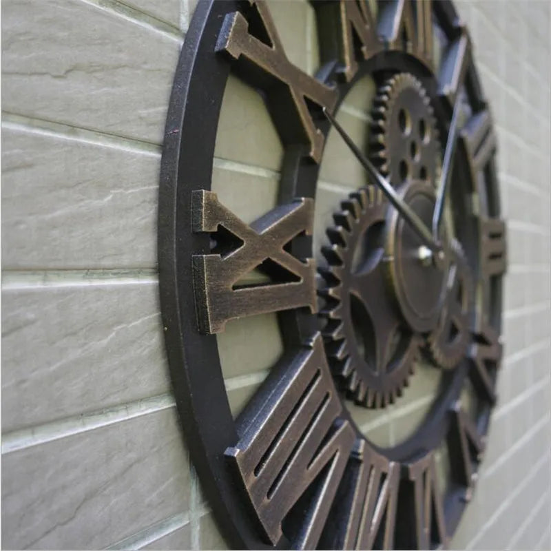 Retro Industrial Style Round Wall Clock - Homevalley.co.uk
