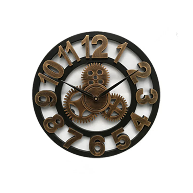 Retro Industrial Style Round Wall Clock - Homevalley.co.uk