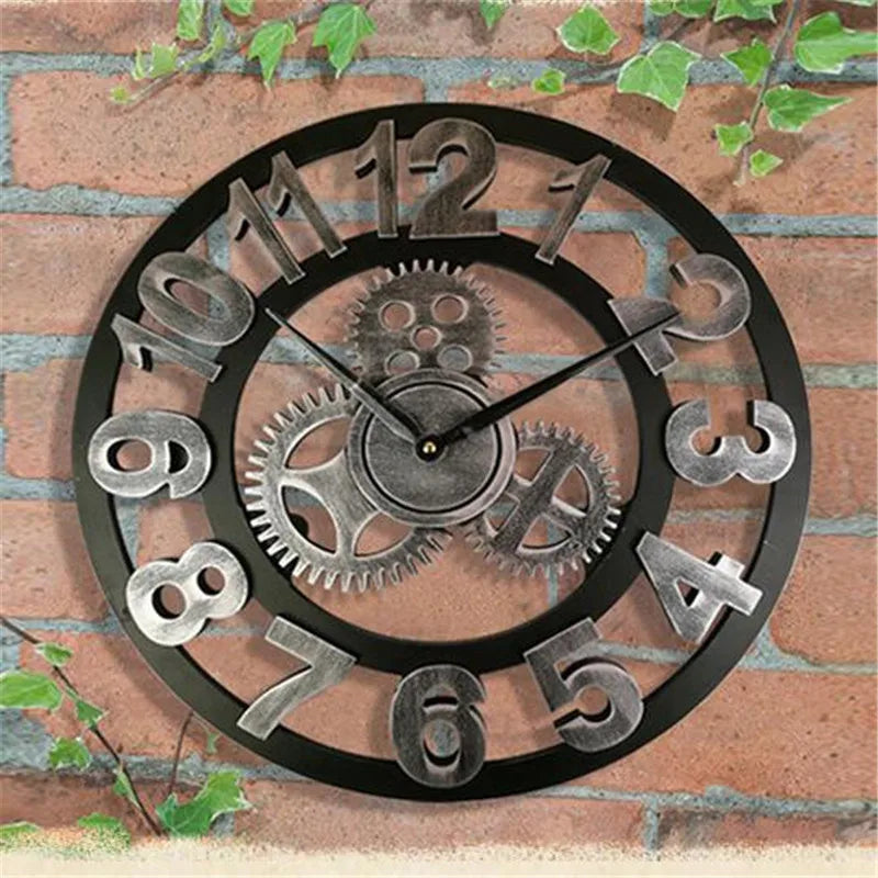 Retro Industrial Style Round Wall Clock - Homevalley.co.uk