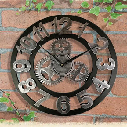 Retro Industrial Style Round Wall Clock - Homevalley.co.uk