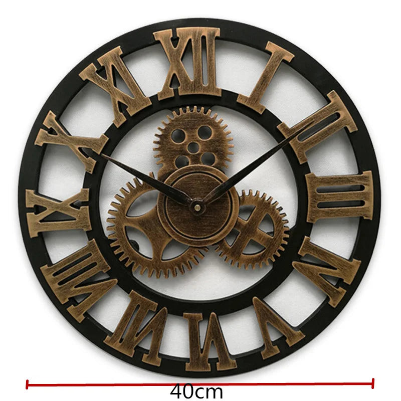 Retro Industrial Style Round Wall Clock - Homevalley.co.uk