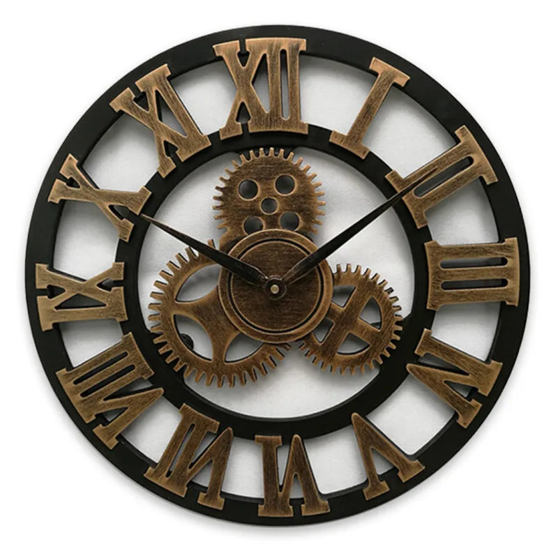 Retro Industrial Style Round Wall Clock - Homevalley.co.uk
