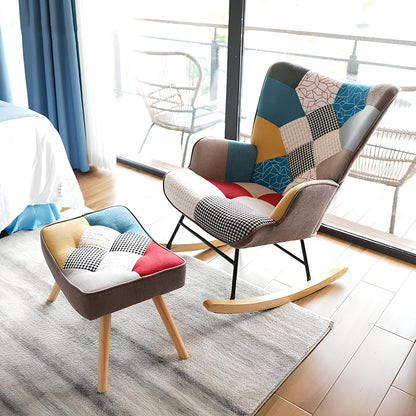Rocking Swivel Patchwork Yellow Blue Pink Orange Grey Armchair Seat Footstool - Homevalley.co.uk