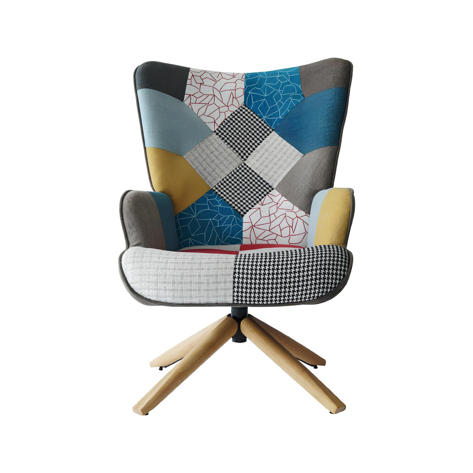Rocking Swivel Patchwork Yellow Blue Pink Orange Grey Armchair Seat Footstool - Homevalley.co.uk