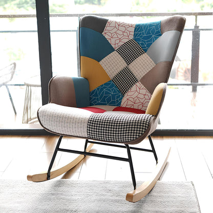 Rocking Swivel Patchwork Yellow Blue Pink Orange Grey Armchair Seat Footstool - Homevalley.co.uk