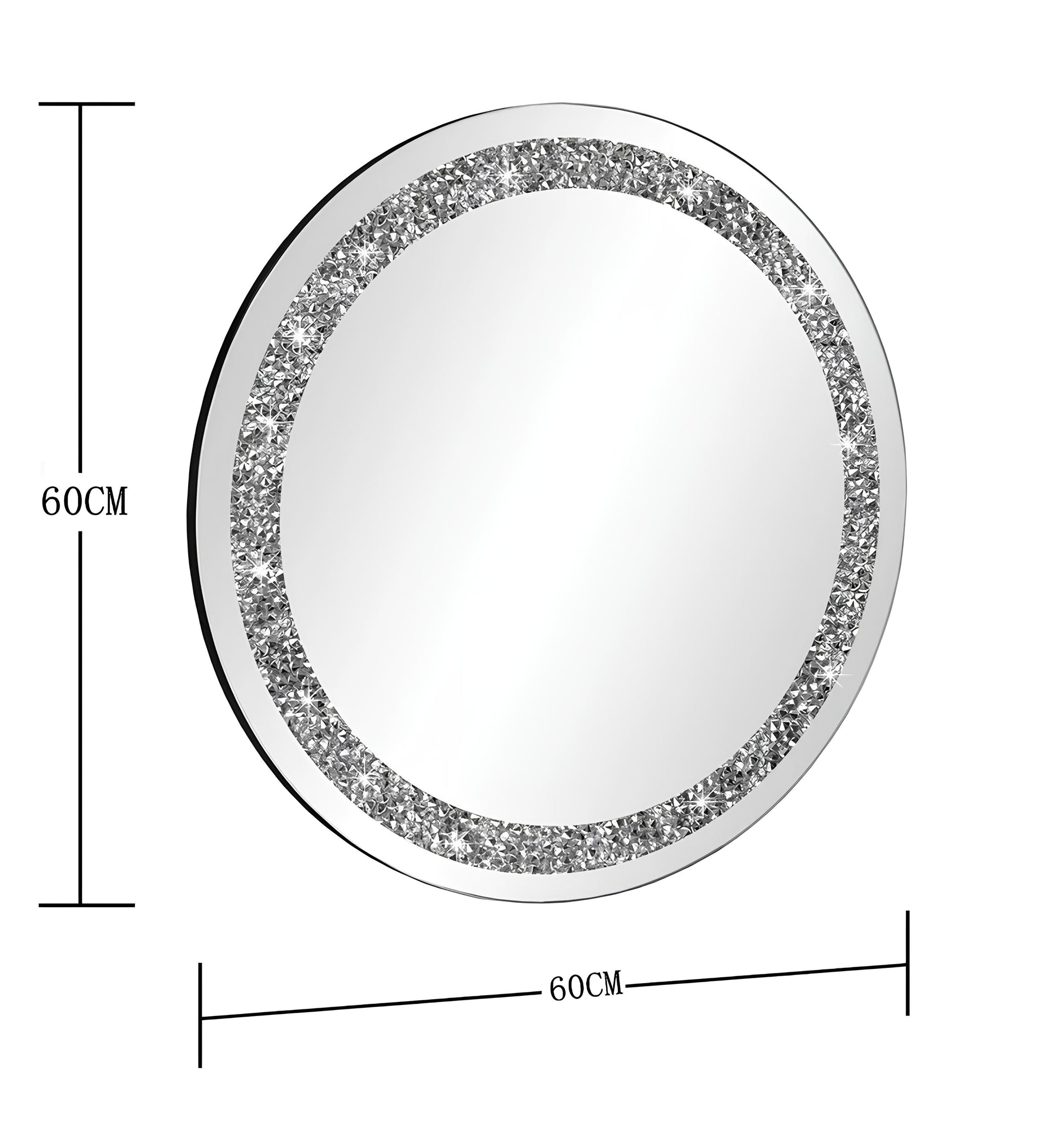 Round Decorative Wall Mirror with Crushed Crystal Diamonds - Homevalley.co.uk