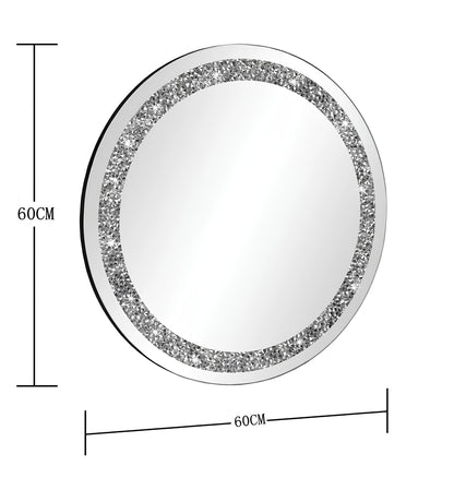 Round Decorative Wall Mirror with Crushed Crystal Diamonds - Homevalley.co.uk