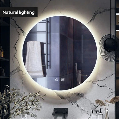Round Smart Bathroom Mirror, Anti Fog Touch Screen - Homevalley.co.uk