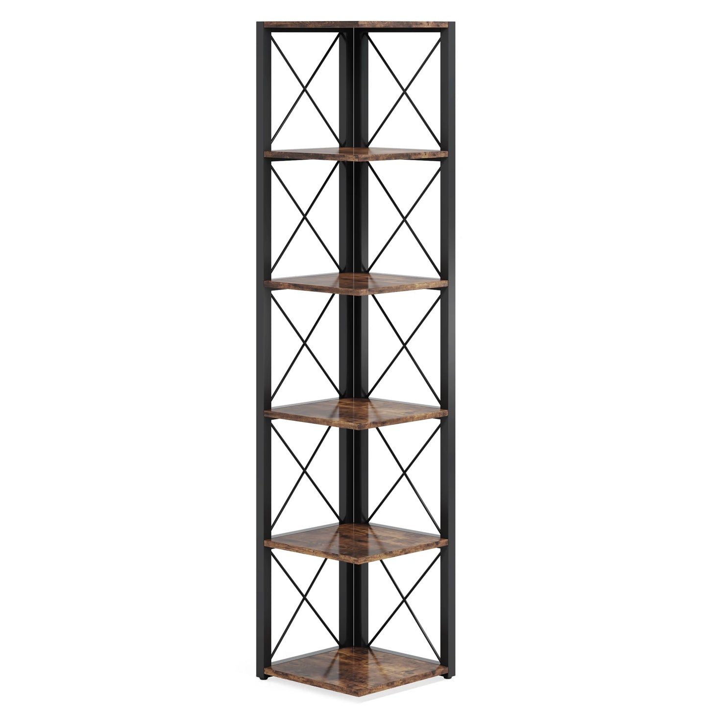 Rustic Collection 6-Tier Tall Shelf Bookshelf Storage Display (USA Only) - Homevalley.co.uk