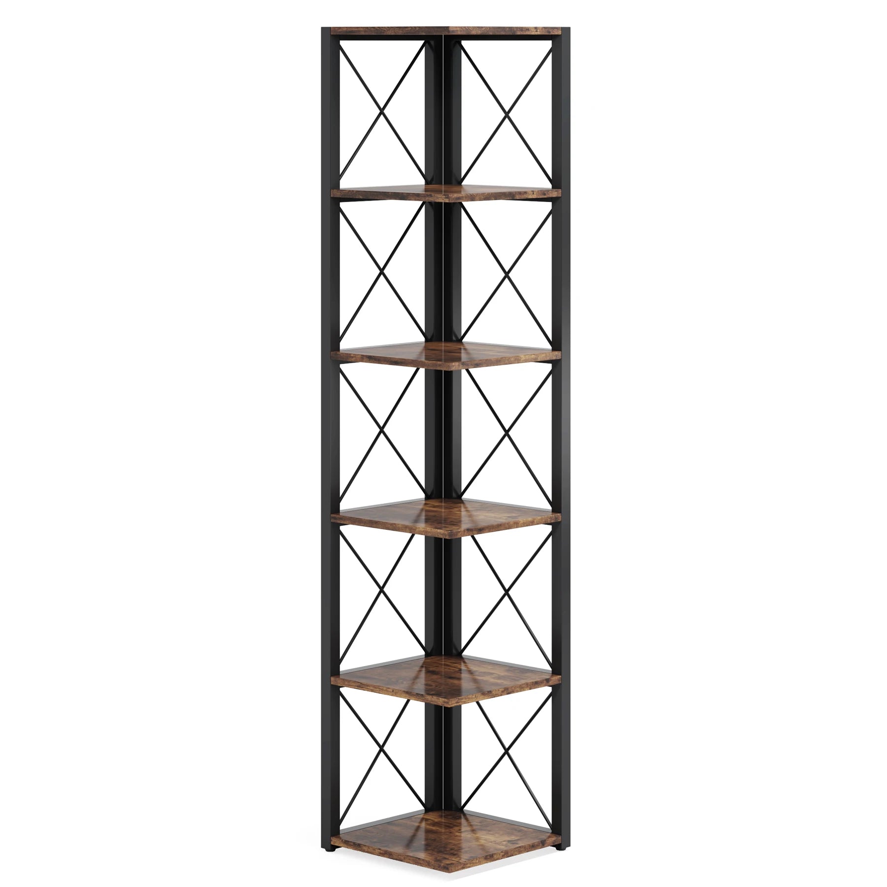 Rustic Collection 6-Tier Tall Shelf Bookshelf Storage Display (USA Only) - Homevalley.co.uk
