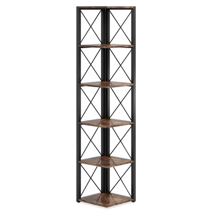 Rustic Collection 6-Tier Tall Shelf Bookshelf Storage Display (USA Only) - Homevalley.co.uk