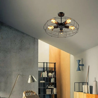 Rustic Iron Cage Chandelier Industrial Pendant - Homevalley.co.uk