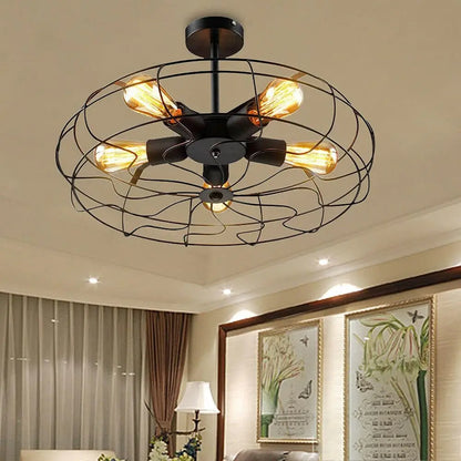 Rustic Iron Cage Chandelier Industrial Pendant - Homevalley.co.uk