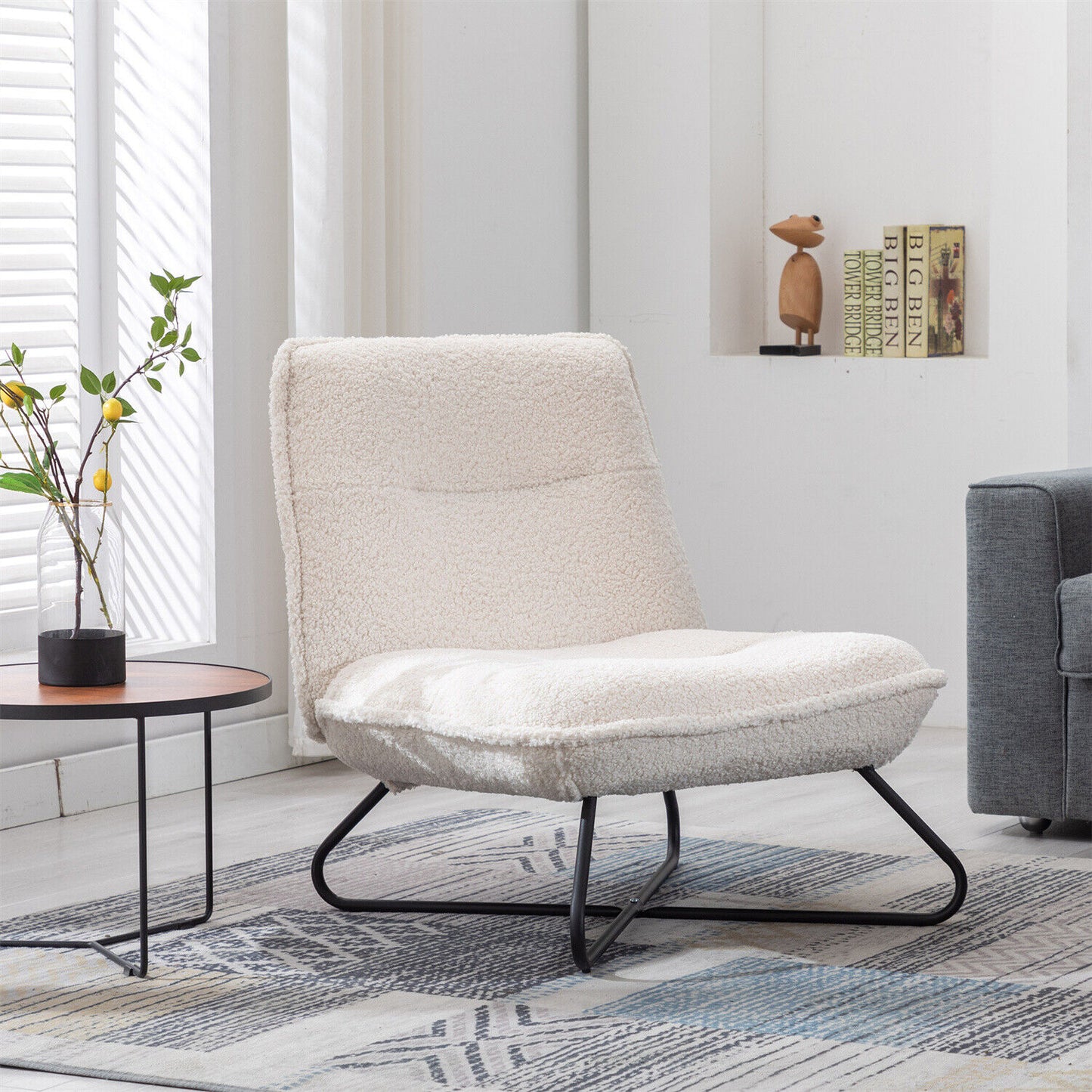 Soft Padded Accent Chair With Metal Cross Base - Homevalley.co.uk