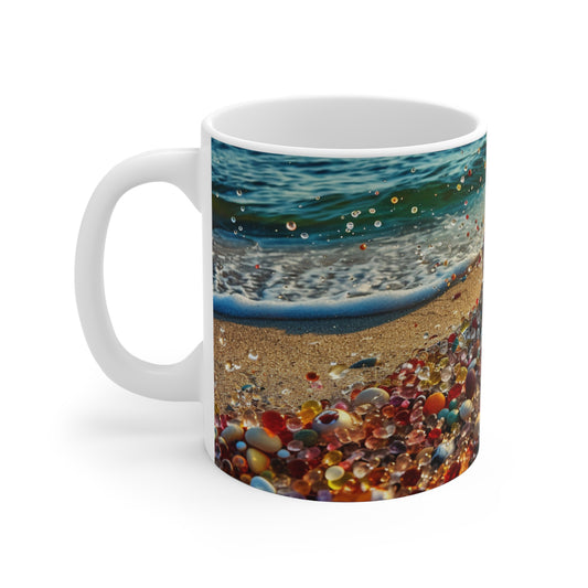 Sandy Beach White Ceramic Coffee Mug, Sea and Sand Coffe Cup, Sunshine Tea Cup, Gift for Her, Gift Idea,11oz - Homevalley.co.uk