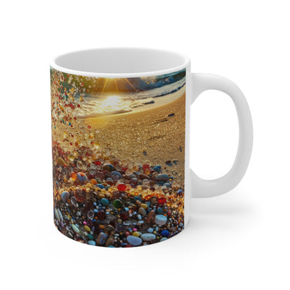 Sandy Beach White Ceramic Coffee Mug, Sea and Sand Coffe Cup, Sunshine Tea Cup, Gift for Her, Gift Idea,11oz - Homevalley.co.uk