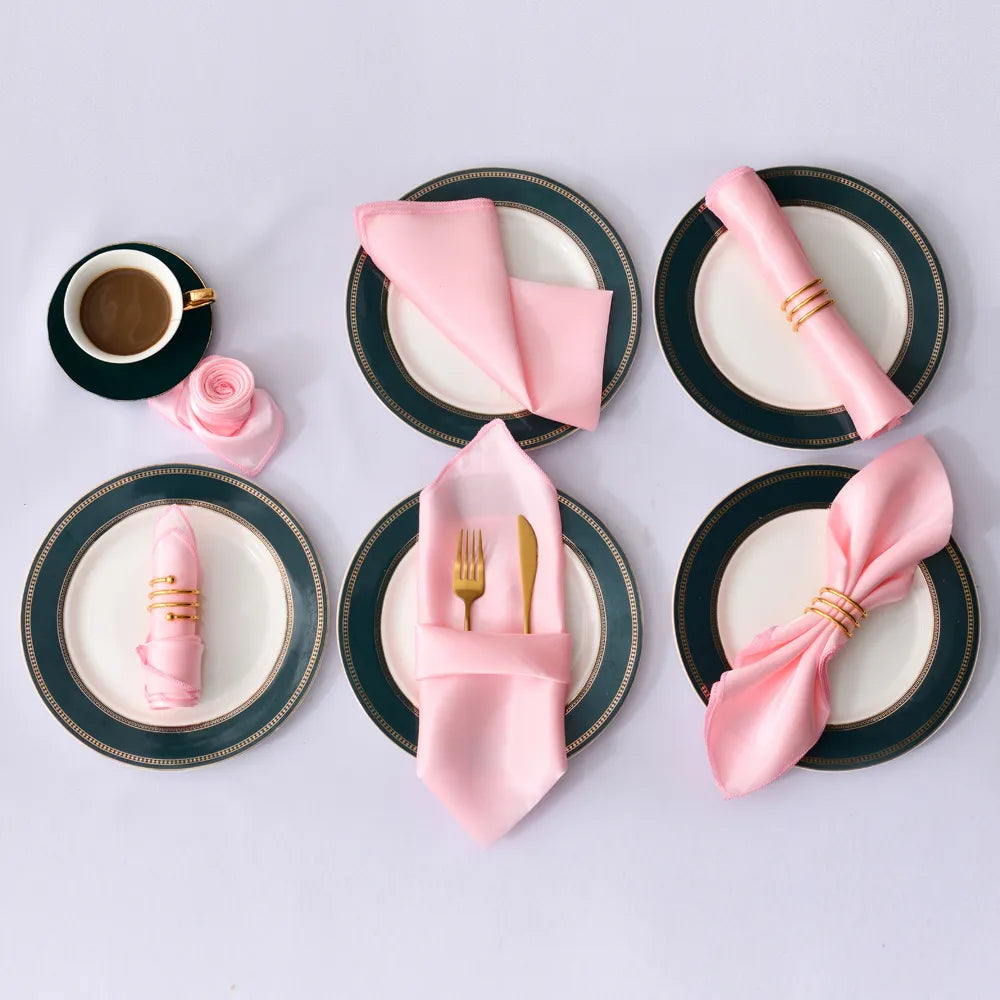 Satin Table Napkins, Set of 12, Size 30x30cm - Homevalley.co.uk