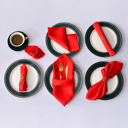 Satin Table Napkins, Set of 12, Size 30x30cm - Homevalley.co.uk