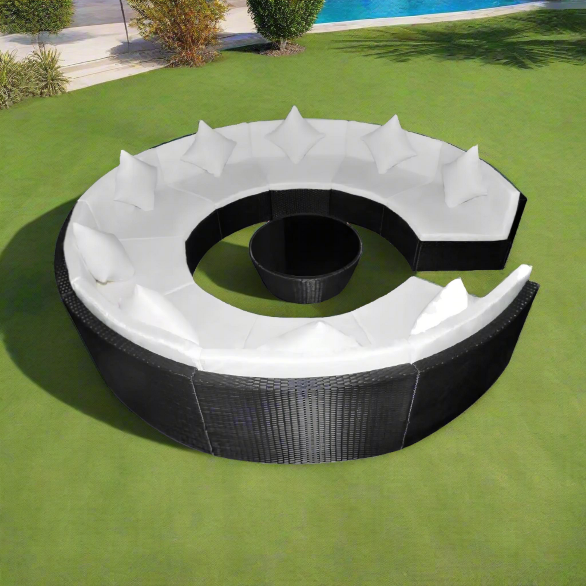 Semi - Circular Outdoor Rattan Sofa 10 pieces - Homevalley.co.uk