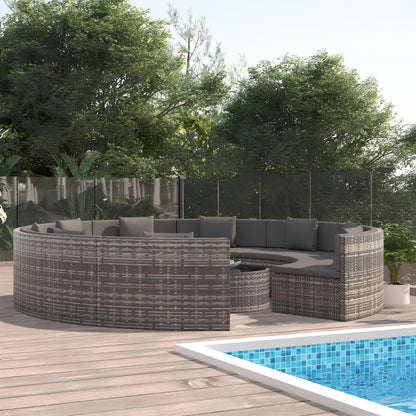 Semi - Circular Outdoor Rattan Sofa 10 pieces - Homevalley.co.uk