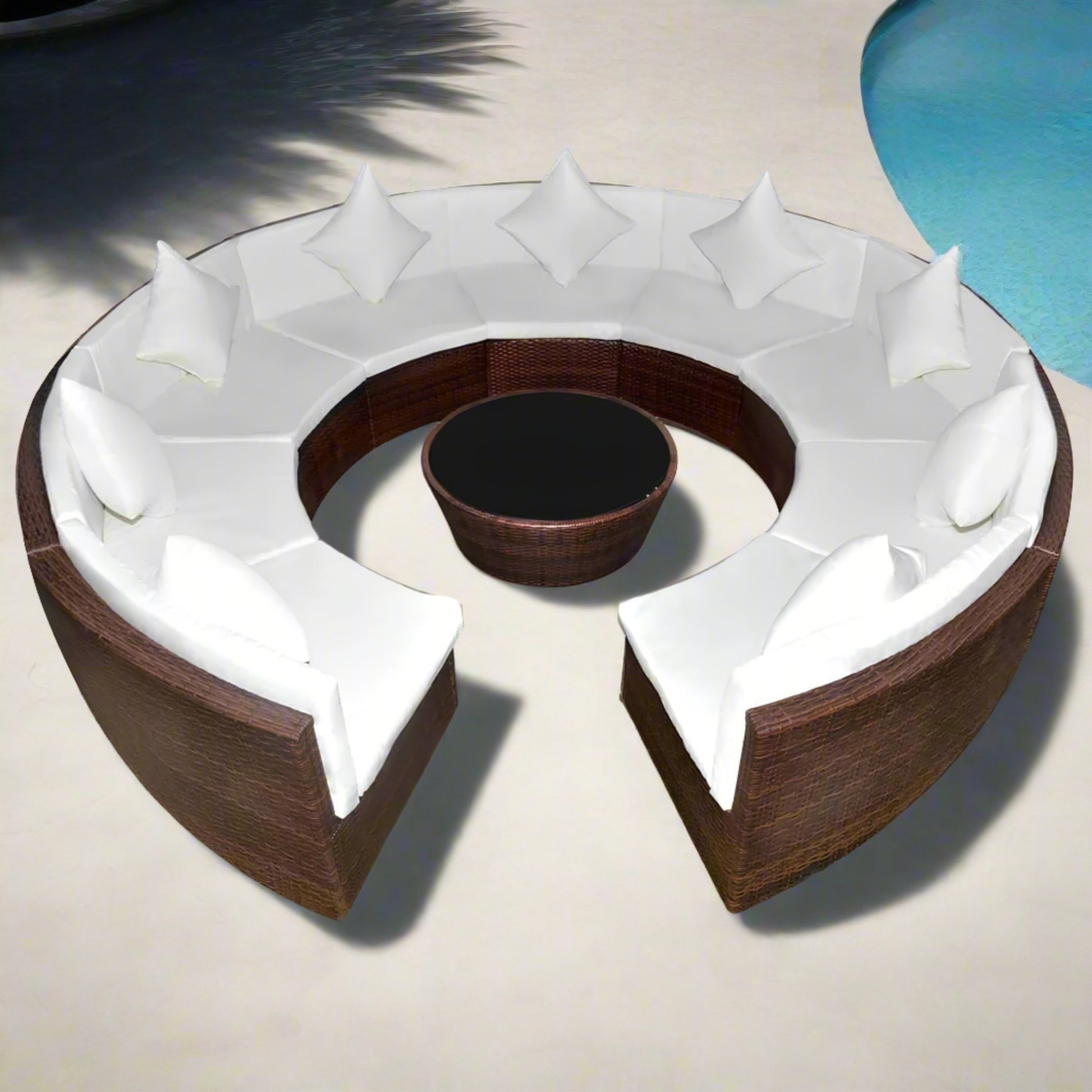 Semi - Circular Outdoor Rattan Sofa 10 pieces - Homevalley.co.uk