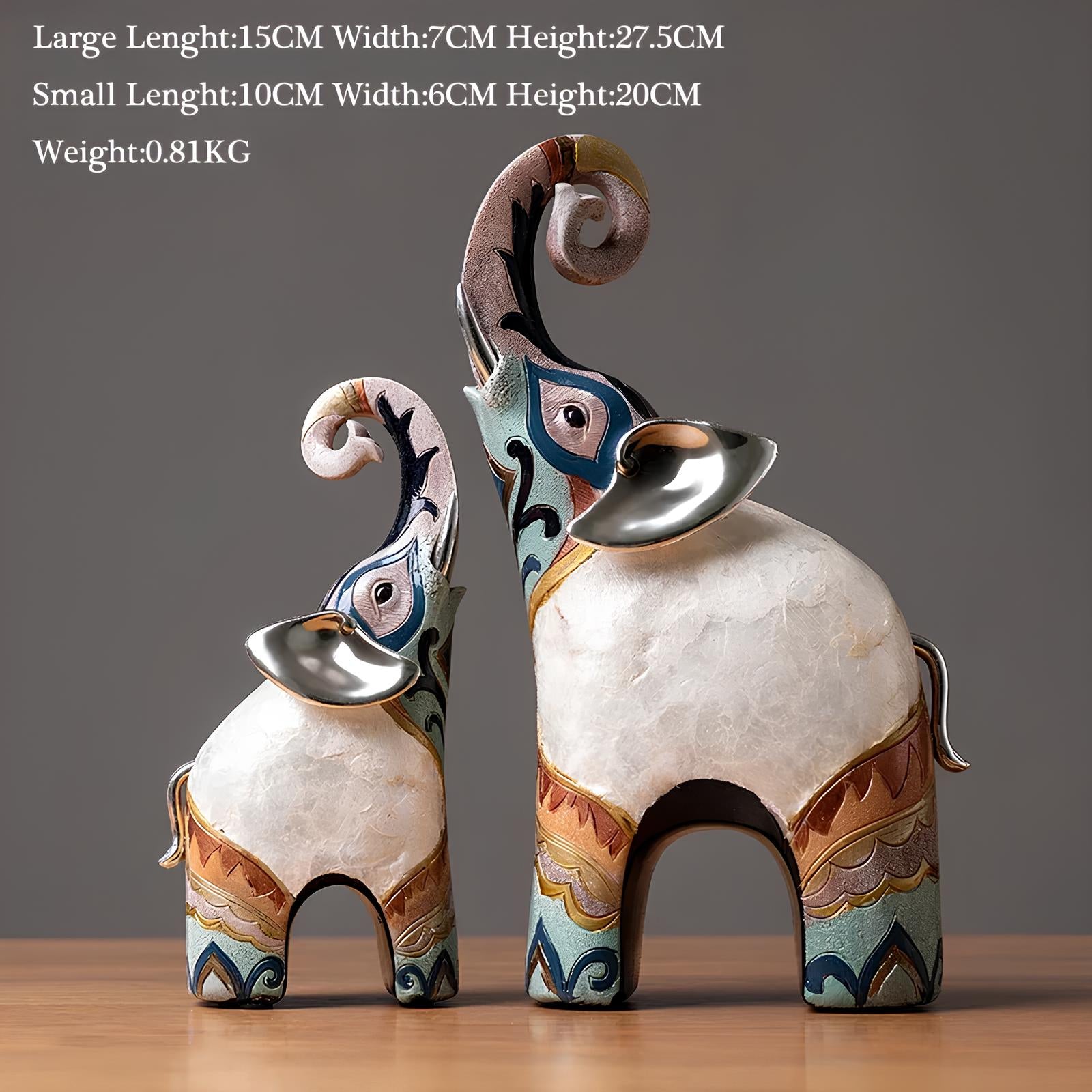 Set of 2 Elephant Figurine Statues Ornaments - Homevalley.co.uk