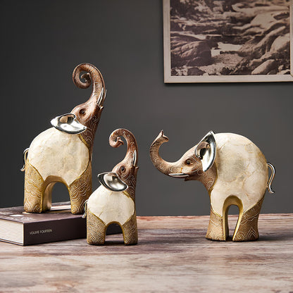 Set of 2 Elephant Figurine Statues Ornaments - Homevalley.co.uk