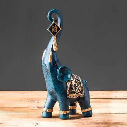 Set of 2 Lucky Elephant Resin Statues Sculpture Ornament - Homevalley.co.uk