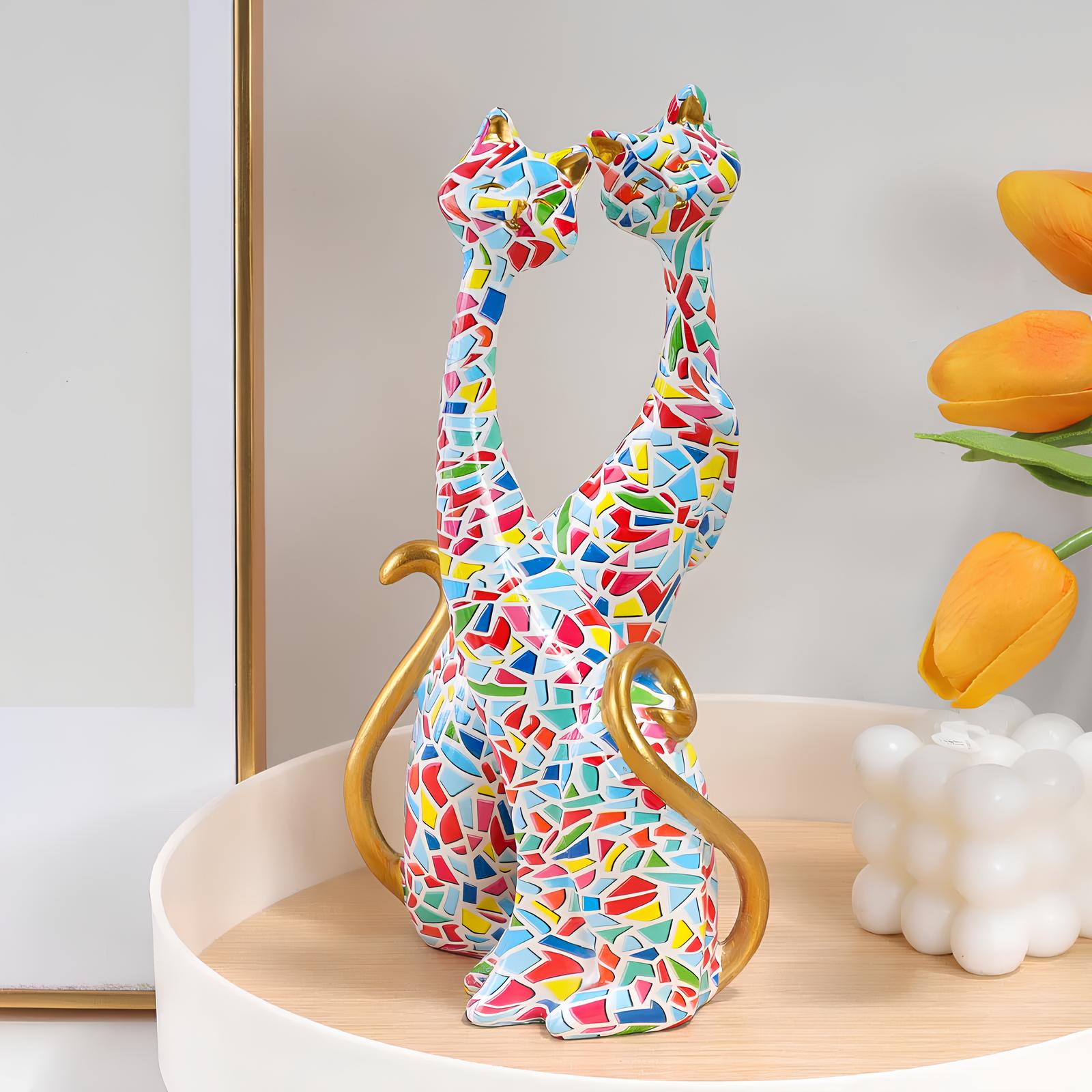 Set of 2 Resin Cat Figurines Ornaments - Homevalley.co.uk