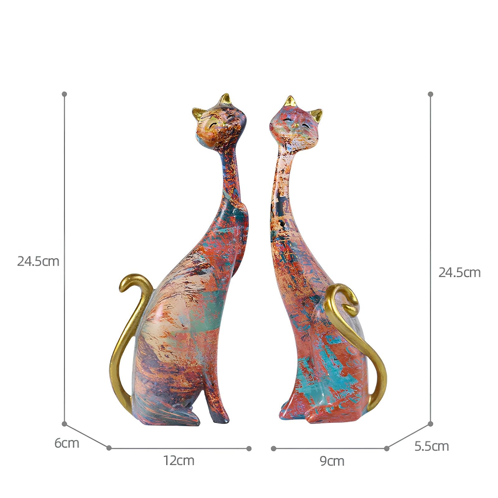 Set of 2 Resin Cat Figurines Ornaments - Homevalley.co.uk
