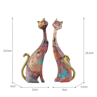 Set of 2 Resin Cat Figurines Ornaments - Homevalley.co.uk
