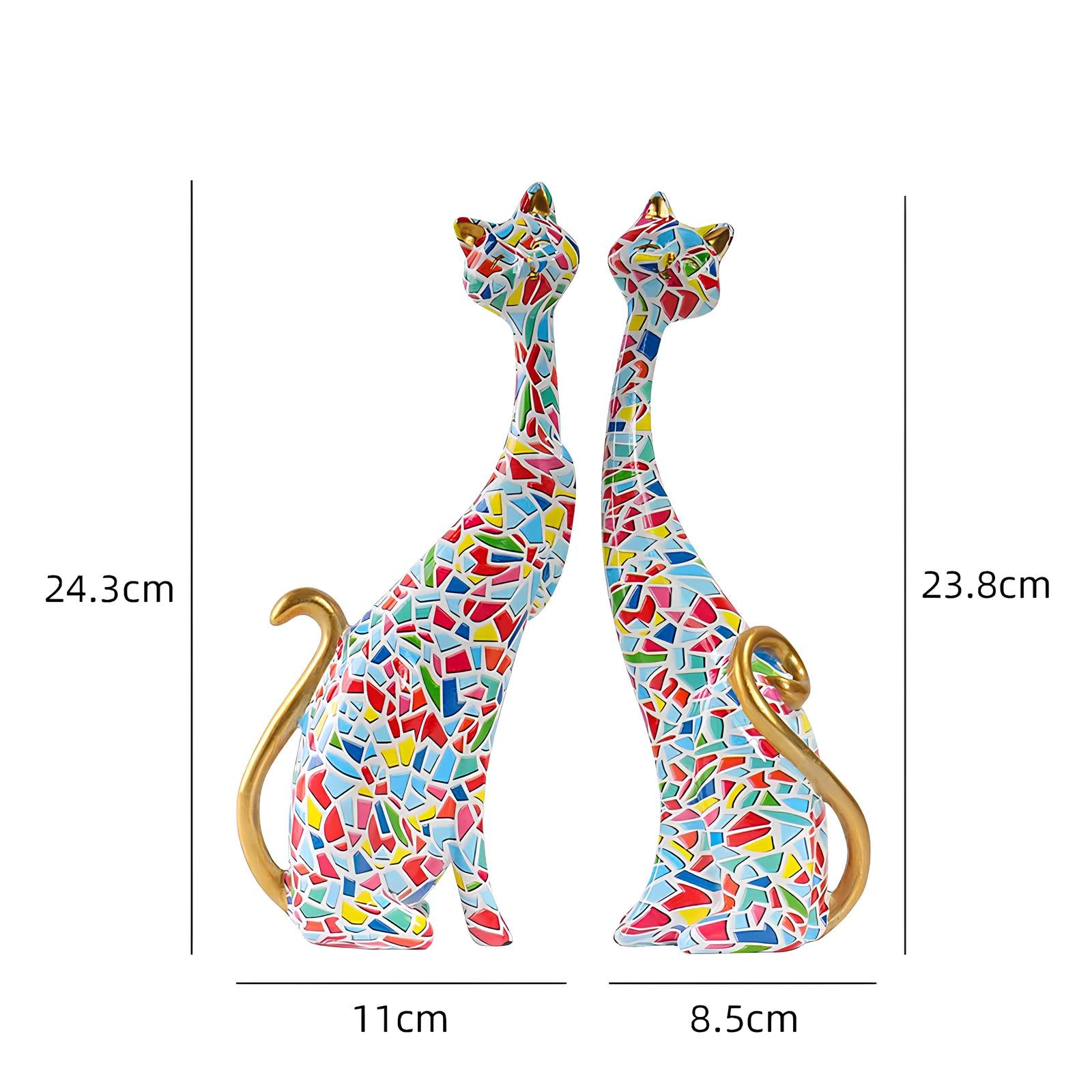 Set of 2 Resin Cat Figurines Ornaments - Homevalley.co.uk