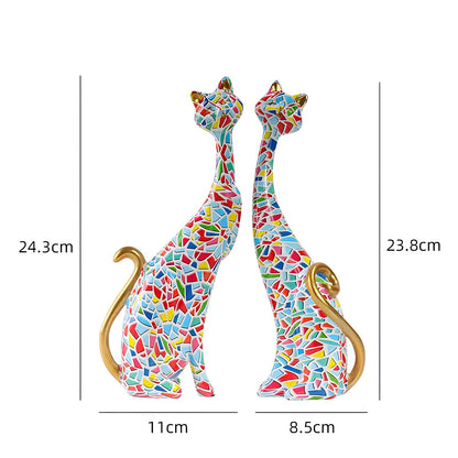 Set of 2 Resin Cat Figurines Ornaments - Homevalley.co.uk