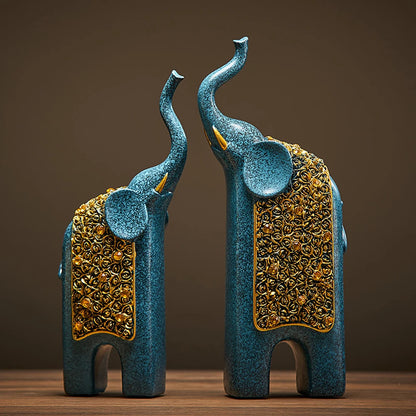Set of 2 Resin Elephant Figurine Ornaments - Homevalley.co.uk