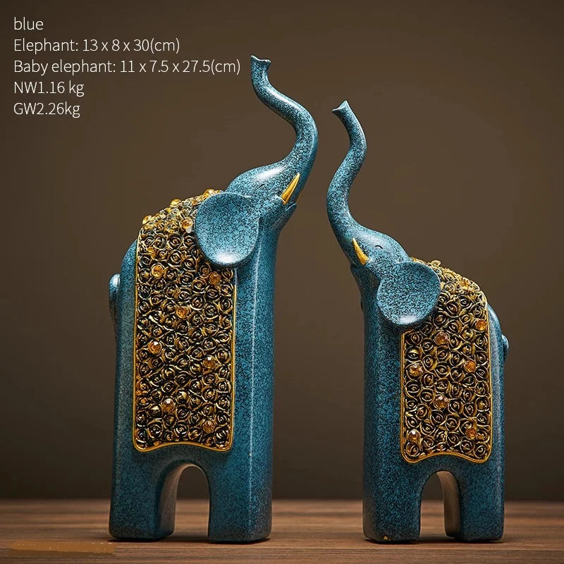 Set of 2 Resin Elephant Figurine Ornaments - Homevalley.co.uk