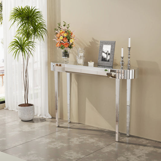 Silver Mirrored Console Table - Homevalley.co.uk