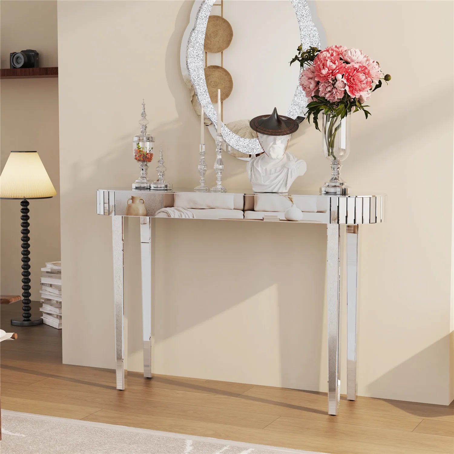 Silver Mirrored Console Table - Homevalley.co.uk