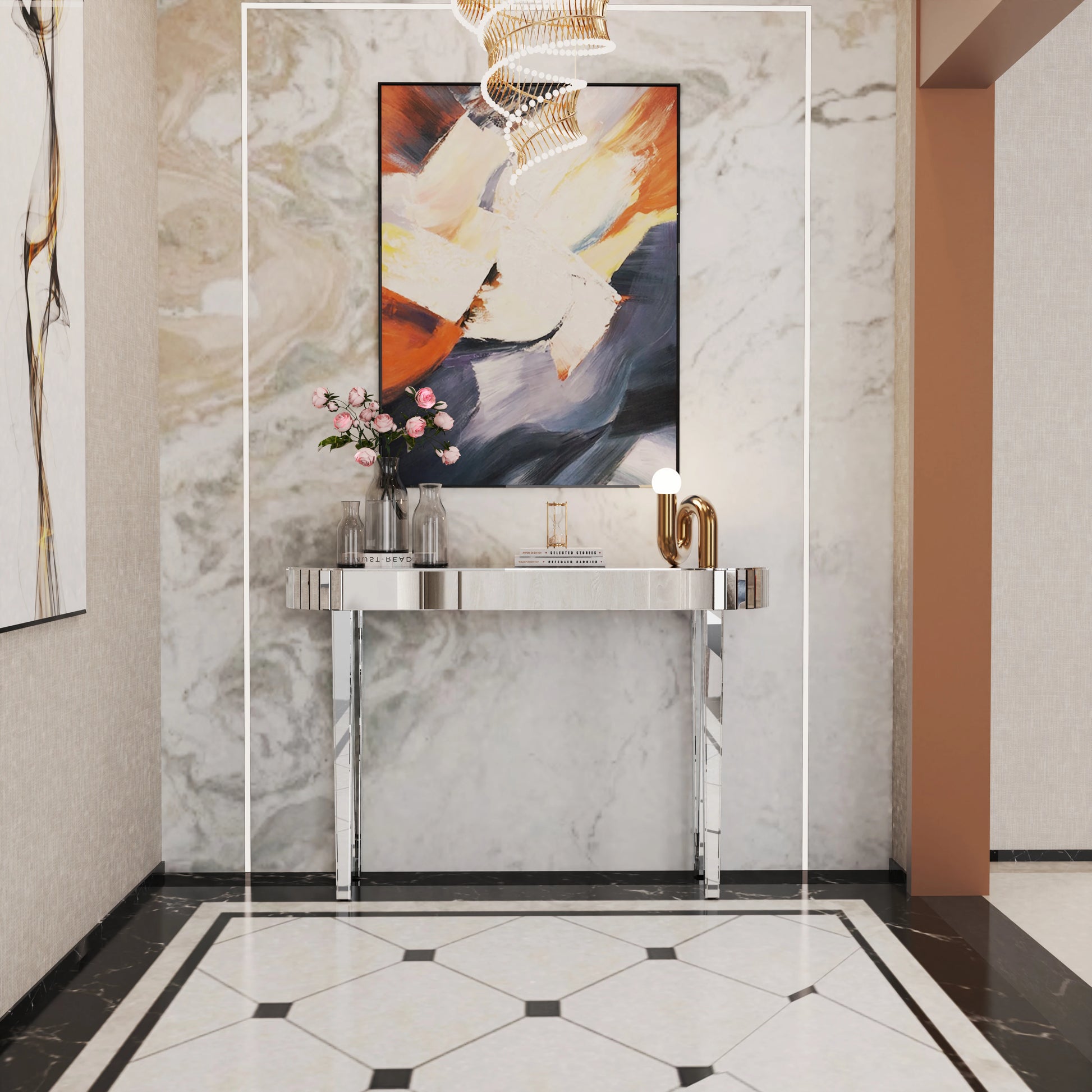Silver Mirrored Console Table - Homevalley.co.uk