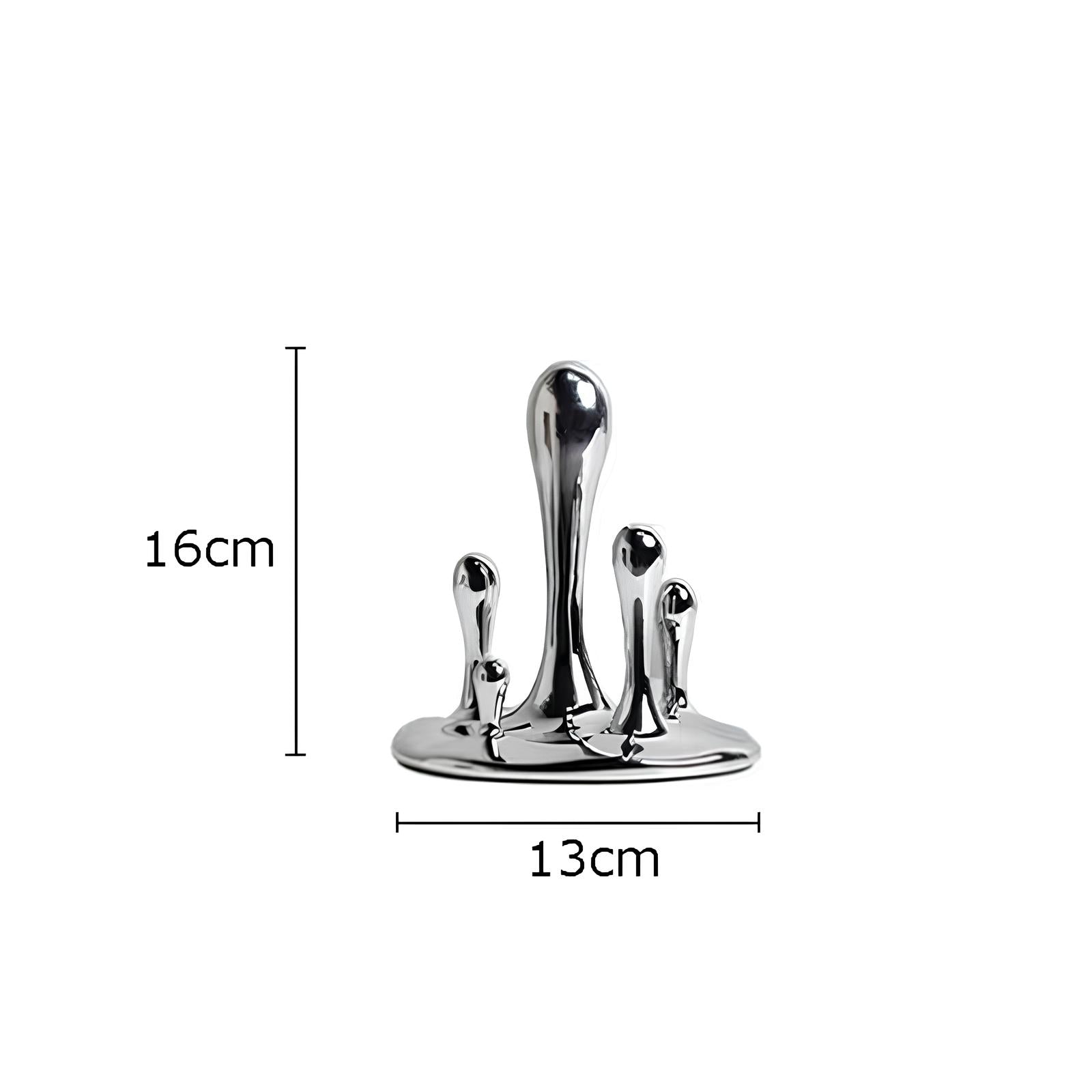Silver Water Droplets Abstract Sculpture Figurine - Homevalley.co.uk