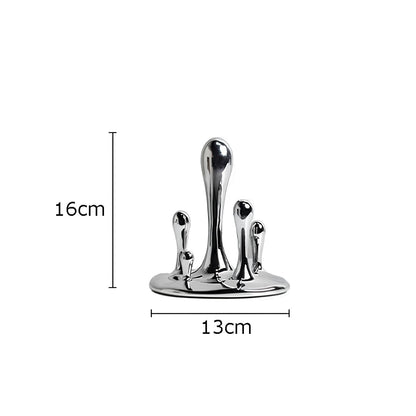 Silver Water Droplets Abstract Sculpture Figurine - Homevalley.co.uk