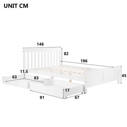 Single Double White Wooden Solid Pine Storage Bed with Drawers - Homevalley.co.uk