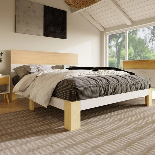 Single Double Wooden Bed Frame with Headboard - Homevalley.co.uk