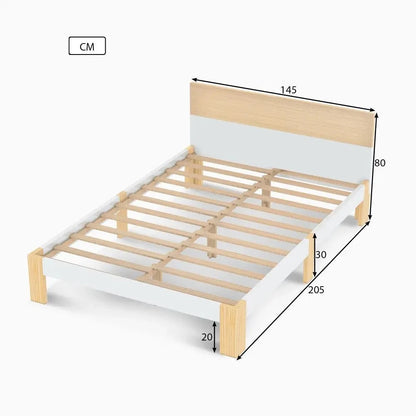 Single Double Wooden Bed Frame with Headboard - Homevalley.co.uk