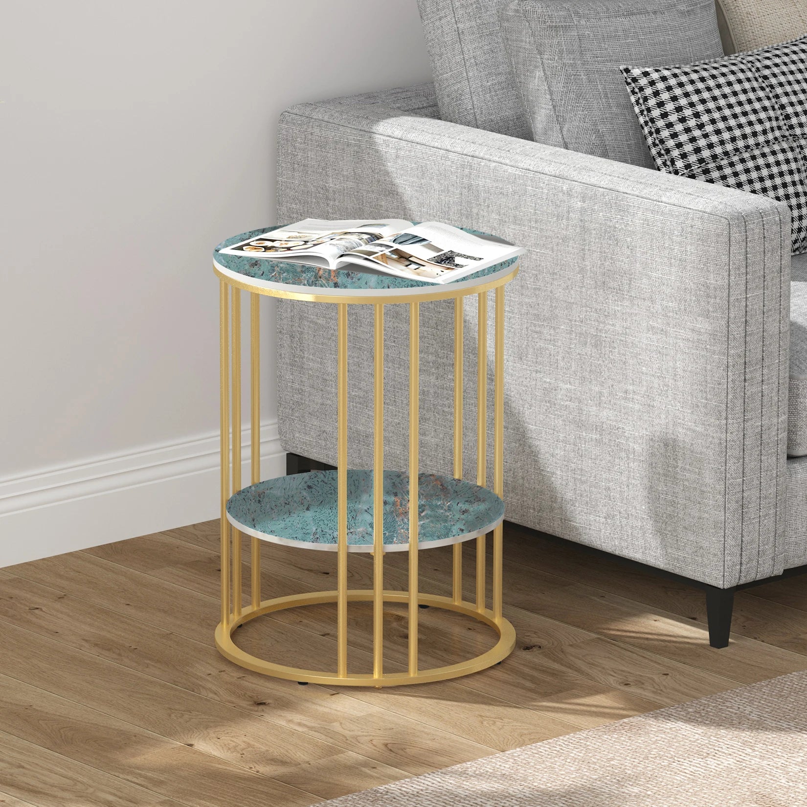 Sintered Stone 2 Tier Round Coffee Side End Table - Homevalley.co.uk