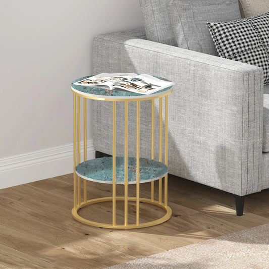Sintered Stone 2 Tier Round Coffee Side End Table - Homevalley.co.uk