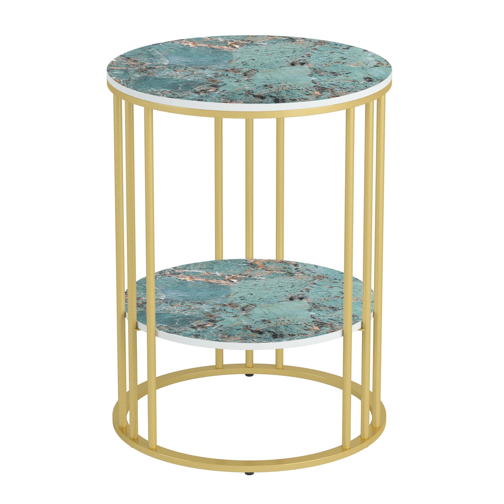 Sintered Stone 2 Tier Round Coffee Side End Table - Homevalley.co.uk